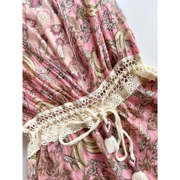 INTIMATELY FREE PEOPLE Watching Waves Pink Floral Cotton Voile Romper, Size S - Picture 7 of 16